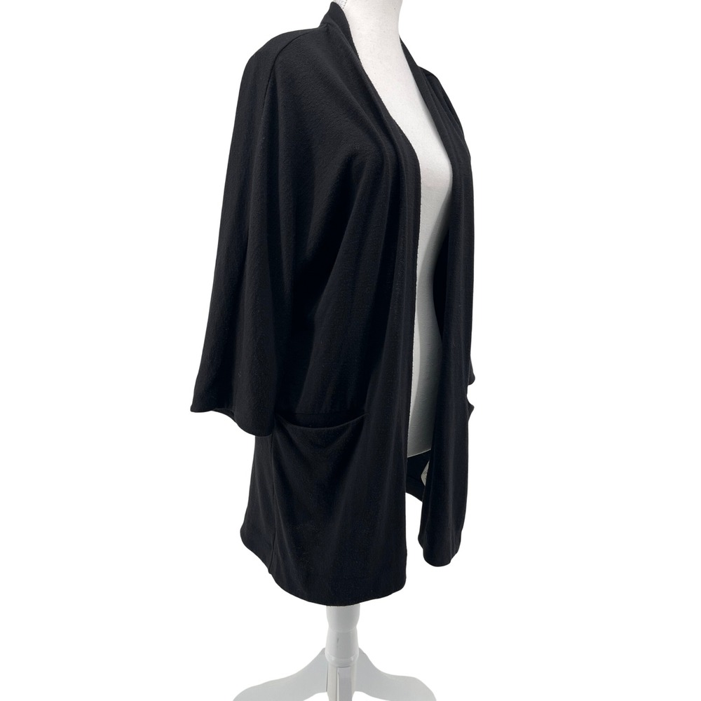 Aritzia Wilfred‎ Free Black Open Front 3/4 Sleeve Cardigan Pockets Sz Medium